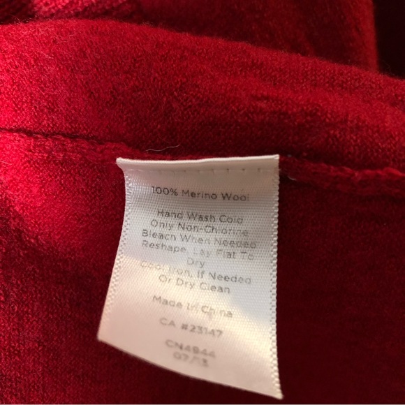 Talbots Red Merino Wool Open Front Cardigan - Picture 6 of 6